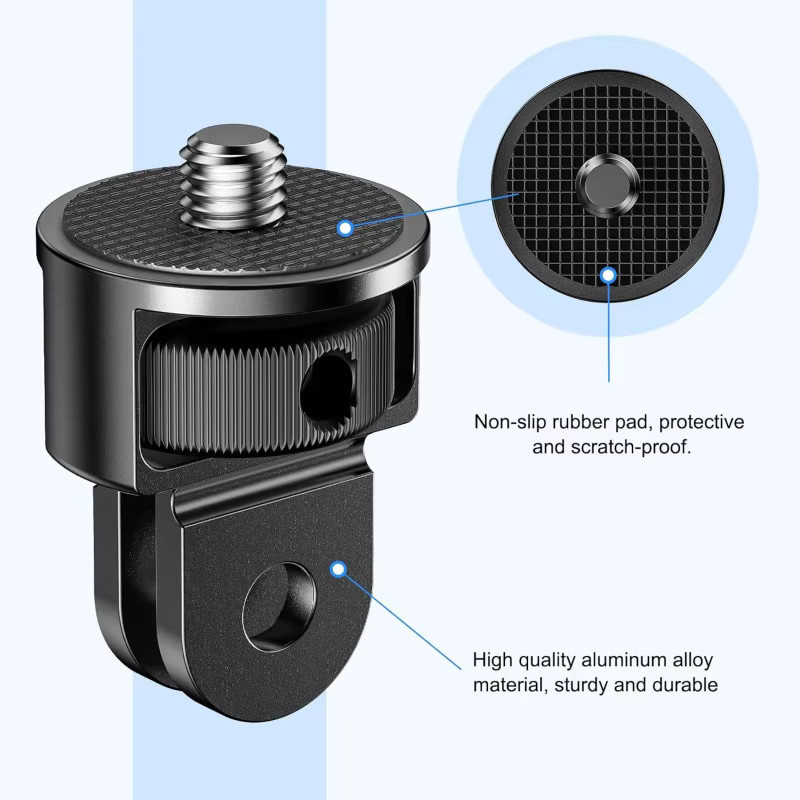 DIXSG 1/4-Zoll Aluminiumlegierung Schraubadapter für Mini-Stative, kompatibel mit GoPro 13 12 11 10 9 8 und Insta360 X5 X4 X3 Action-Kameras sowie Einbeinstativ-Halterungen - Bild 2