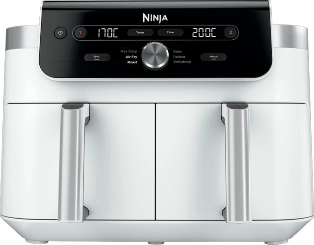 Ninja DualZone XL Heißluftfritteuse mit 9,5 l Fassungsvermögen und 2 Schubladen, Weiß/Grau, DZ901EU - Bild 1