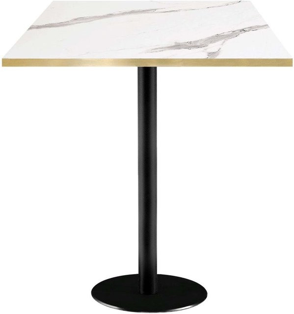 RestooTab Stehtisch Rome quadratisch in Stein-Optik, Platte weiß, Gestell schwarz, B/T/H: 70 x 70 x 113 cm - Bild 1