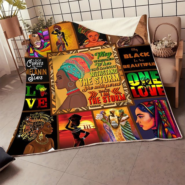 VIKAMA Wandteppich mit afrikanischem Kunstmuster und inspirierenden Zitaten, Multicolour, B/H: 90 x 75 cm - Bild 1