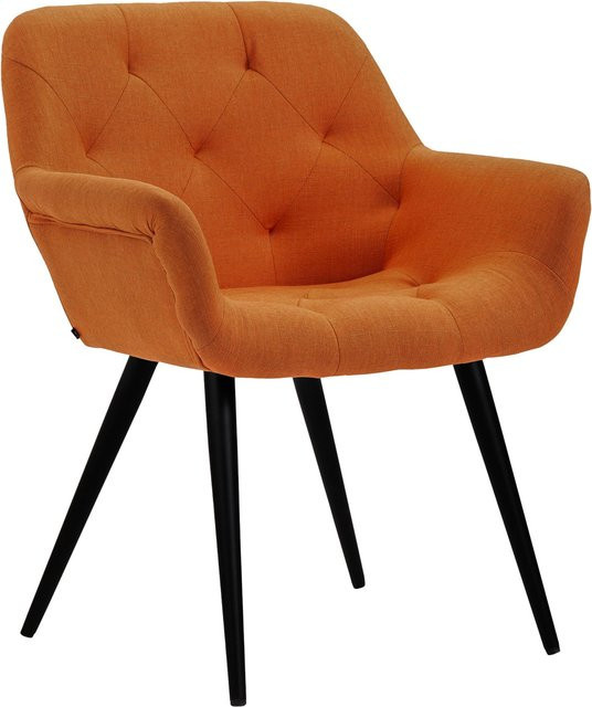 TPFLiving Esszimmerstuhl Modern mit Stoffbezug und Metallgestell in Orange und Schwarz - Bild 1