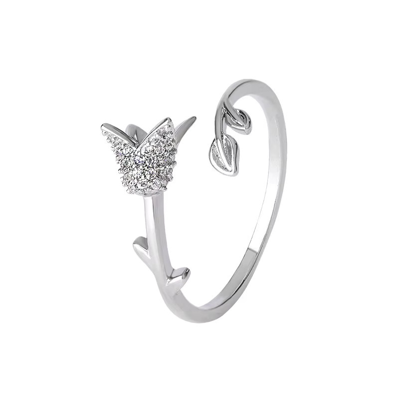 GaGa-Duck Ring, 925 Silber, Diamant, Zirkonia, Blume - Bild 3