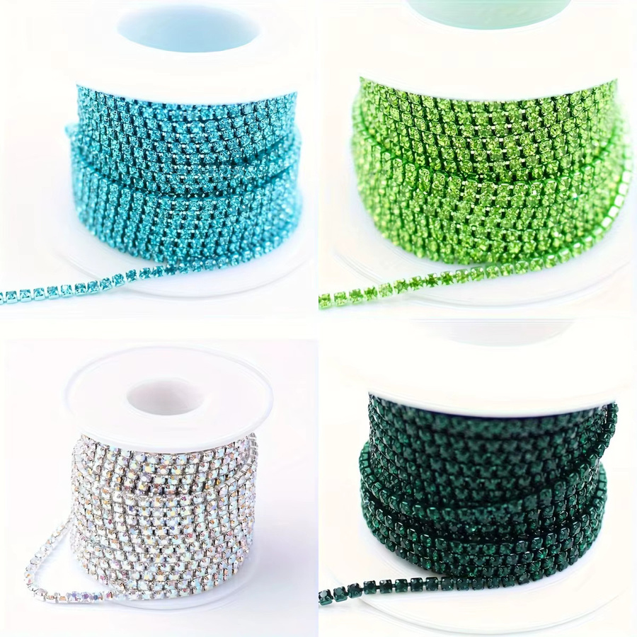 Strass Kette in Schwarz und Multicolour für Kleidung und DIY-Projekte, 10 Yards pro Rolle - Bild 3