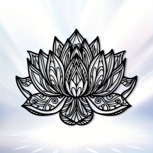 CIFBUY Lotus Mandala Wandkunst aus Metall in Schwarz als Vintage-Dekoration - Bild 1