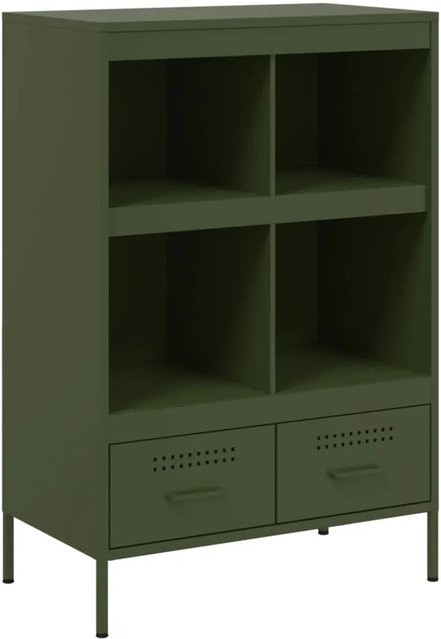 vidaXL Highboard im Industrie-Stil aus kaltgewalztem Stahl, Grün matt, B/T/H: 68 x 39 x 101,5 cm - Bild 1