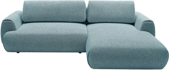 Vente-unique Schlafsofa Monelia in Blau mit L-Form und meliertem Stoff, Breite: 270 cm - Bild 1