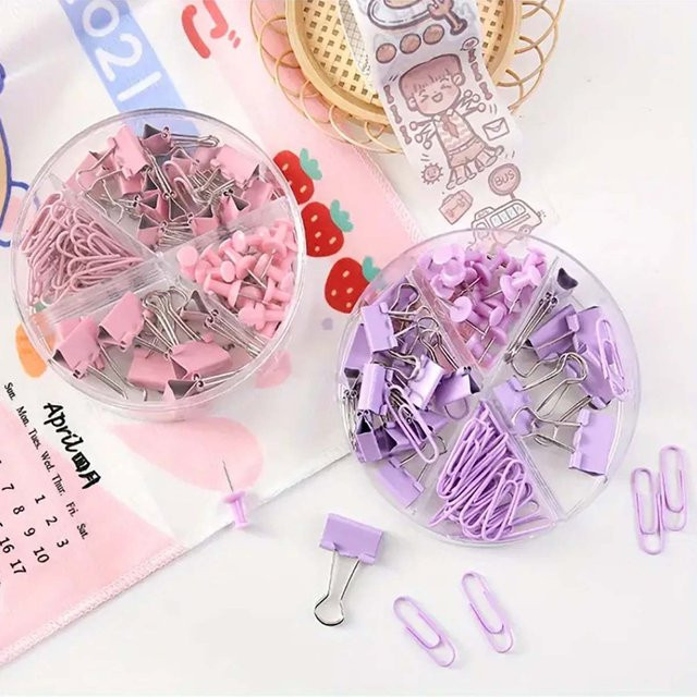 Set aus Blendenklammern und Metallbindern in Pink und Multicolour für deinen Schreibtisch - Bild 1