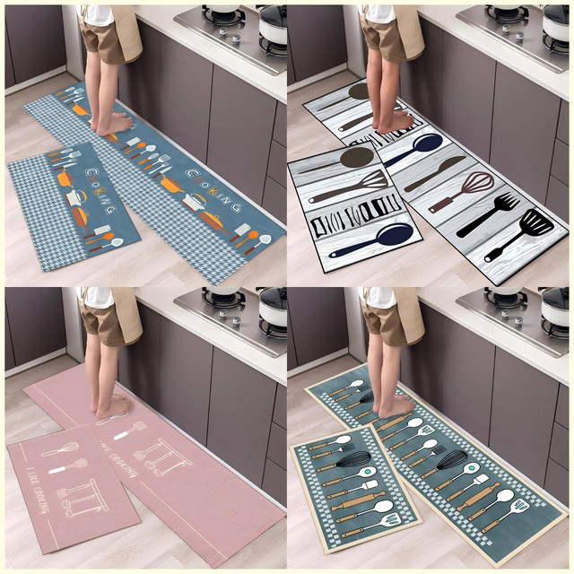 VIKAMA Küchenteppich mit modernem Abstract-Design und ultrakurzem Flor für Küche, Esszimmer oder Schlafzimmer - Bild 1