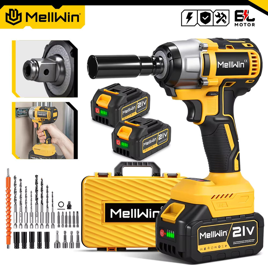 MELLWIN 3-in-1 Bürstenloser Elektroschraubendreher-Satz mit 520 N.m Drehmoment, Akku-Schlagschrauber und elektrischer Bohrschrauber, kompatibel mit Makita 18V Akku-Pin - Bild 6