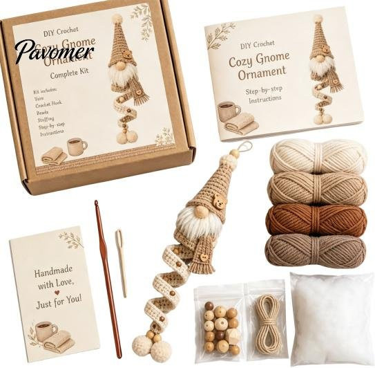 Zoeneed DIY-Häkelgnom-Ornament-Set, Plüsch / Textil, Bunt / Mehrfarbig - Bild 1