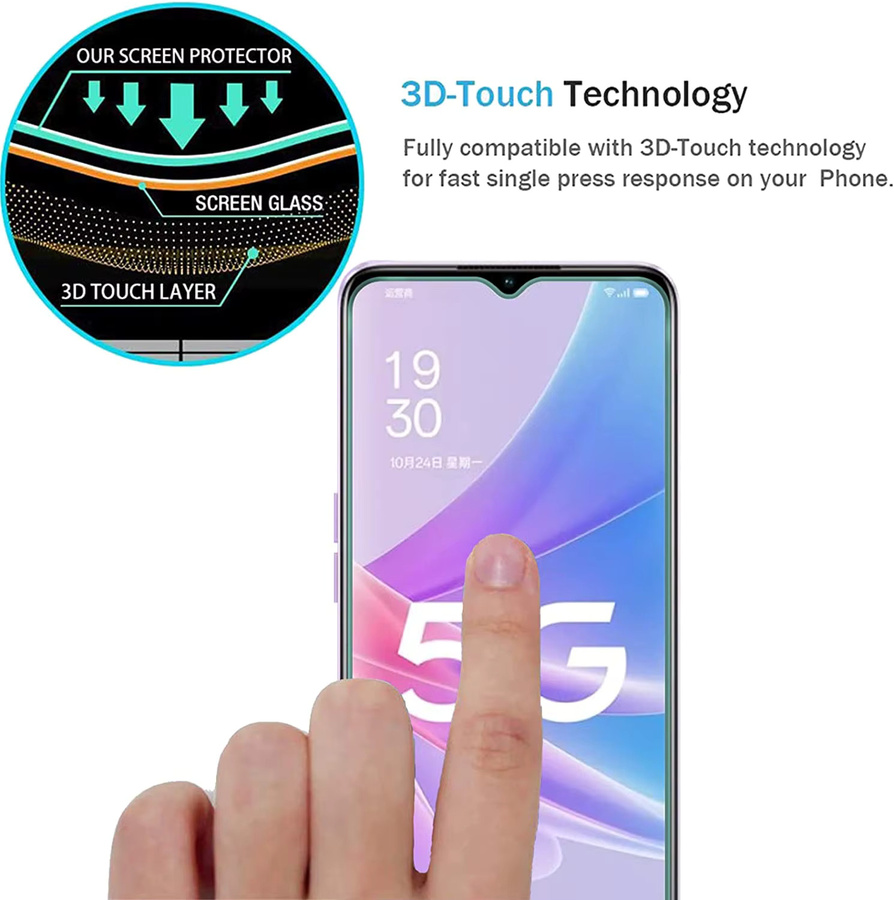 4er-Pack Displayschutzfolie aus gehärtetem Glas für OPPO Reno4, Reno8, Narzo 30, Narzo 50, F21 Pro und Q3S (4G/5G), transparent - Bild 2
