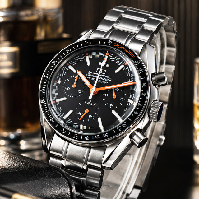 Dwayne Campbell Chronograph, Quarz, Edelstahl, 39,7 mm, Herren, Schwarz - Bild 1