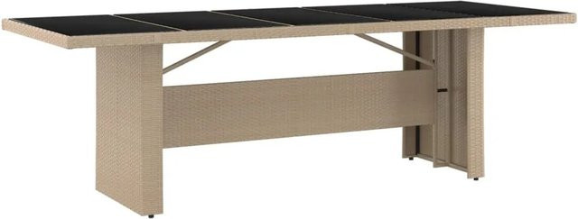 vidaXL Gartentisch aus Poly Rattan und Hartglas in Beige, B/T/H: 240 x 90 x 75 cm - Bild 1