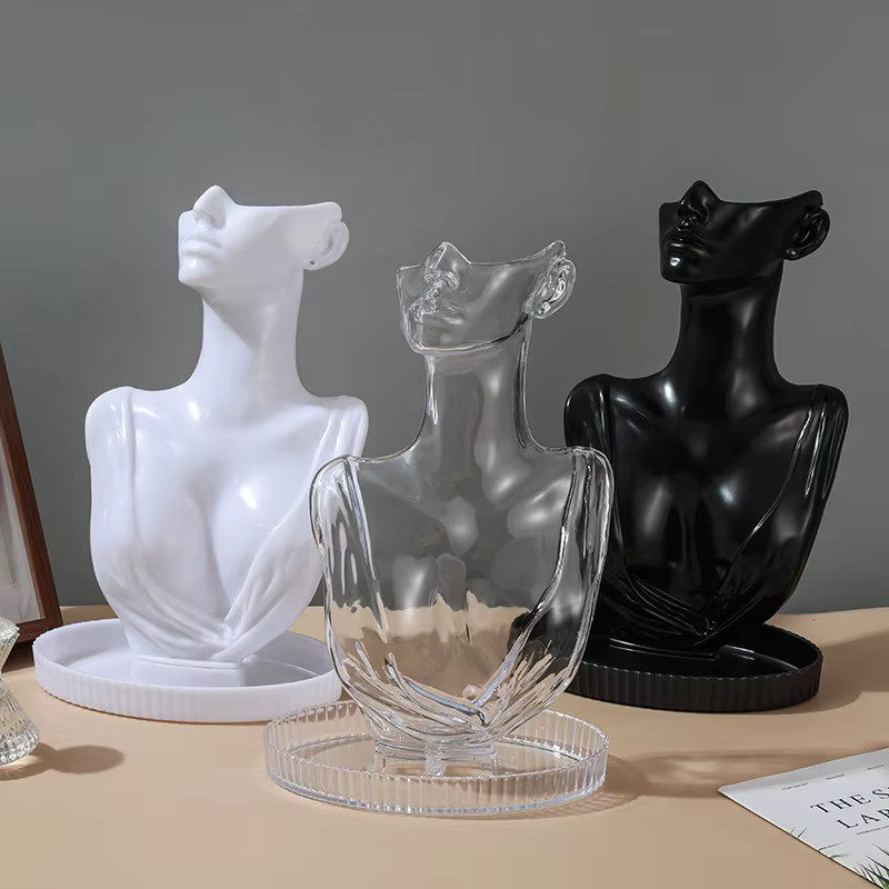 Schmuck Display Stand Mannequin in Schwarz mit Tablett zur Präsentation von Halsketten, Anhängern und Ohrringen - Bild 2
