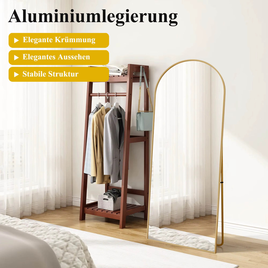Lazyspace Ganzkörper-Bogenspiegel in Gold mit minimalistischem Design als freistehender Standspiegel, Höhe: 164,0 cm, Breite: 54,0 cm - Bild 2