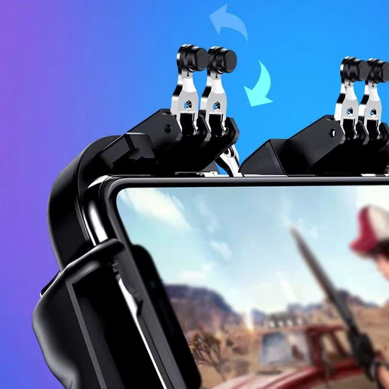 H9 6-Finger Handy Game Trigger Controller mit Kühler und L1R1 Schießtasten für PUBG, Schwarz, kompatibel mit iOS und Android - Bild 2