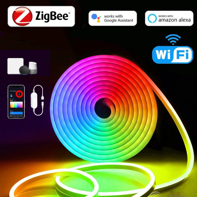 Lcamaw Zigbee Smart RGB LED Neonstreifen mit Controller für Tuya Alexa und Google Assistant zur TV-Hintergrundbeleuchtung und Ambiente-Gestaltung - Bild 1