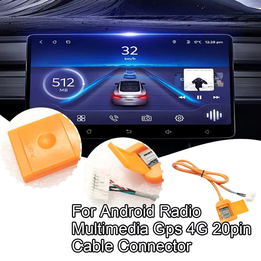 Android Radio Multimedia GPS 4G SIM Karten Adapter mit 20pin Kabel Stecker und Drähten in Orange für Auto Ersatzteile und Zubehör - Bild 2