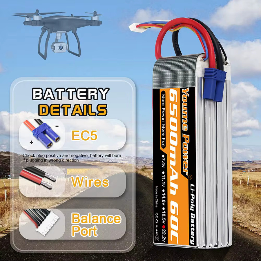 Youme RC Lipo Batterie, 6S 22,2 V 6500 mah 5200 mah, CE-gekennzeichnet - Bild 2
