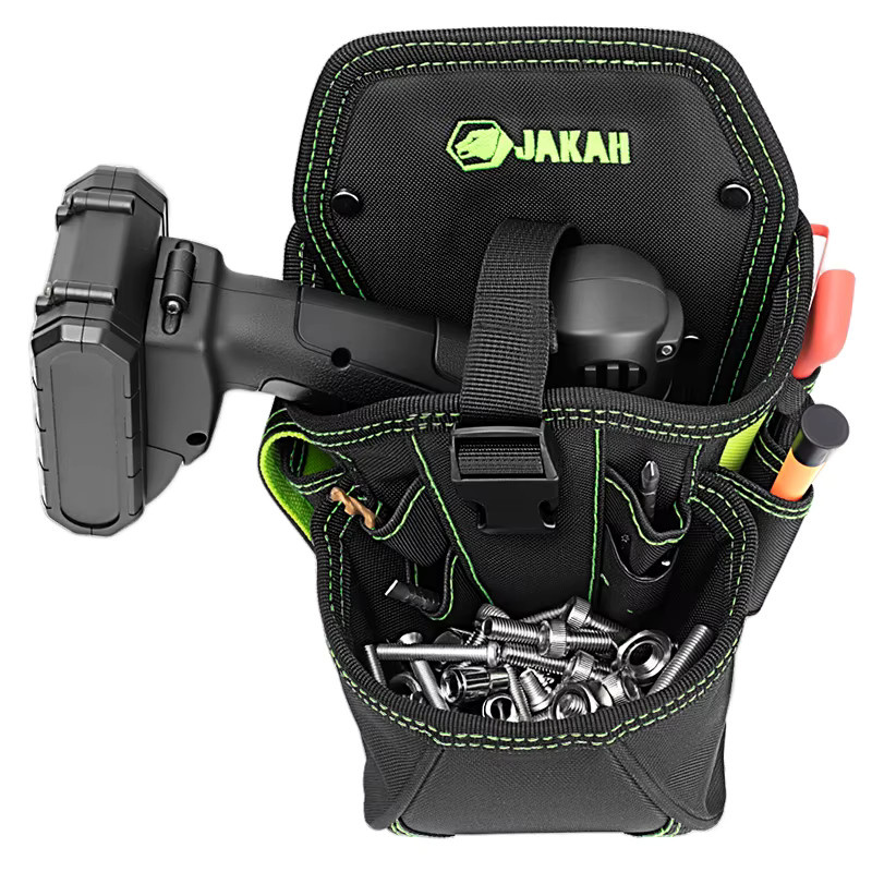 JAKAH Elektriker-Werkzeugtasche HL060 mit großem Fach und Bohrerholster, Schwarz - Bild 2