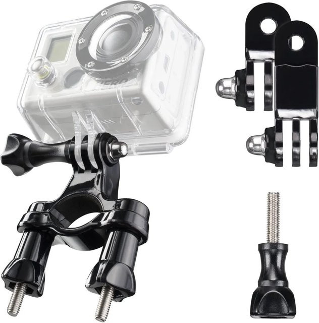 Mantona Fahrrad Rohrbefestigung mit Winkelstück in Schwarz für GoPro und GoPro Hero, Durchmesser bis 4 cm, B/T/H: 10,0 x 5,5 x 1,5 cm - Bild 1