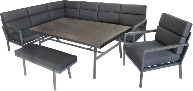 Green Spirit Ecklounge Siena Gartenmöbel aus Aluminium in Anthrazit Grau mit Spun-Polyester-Bezug - Bild 1