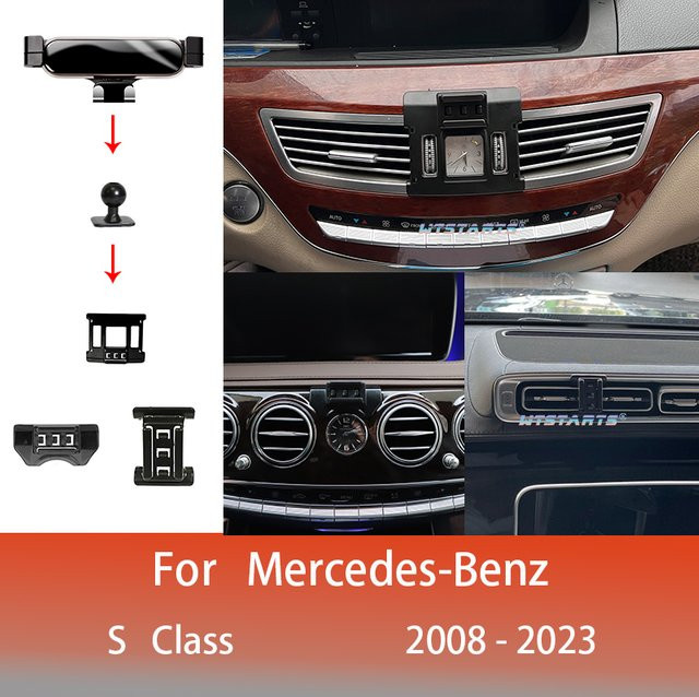 WTSTARTS Auto Handy Halterung für Mercedes Benz S-Klasse W222 W223, 360 Grad rotierbare GPS Halterung, Schwarz - Bild 1
