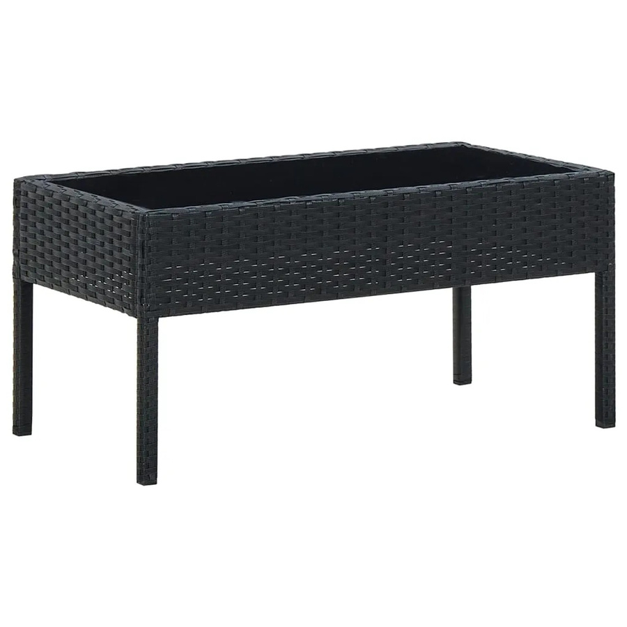 vidaXL Gartentisch aus Poly-Rattan und Glas in Schwarz, B/T/H: 75 x 40 x 37 cm - Bild 2