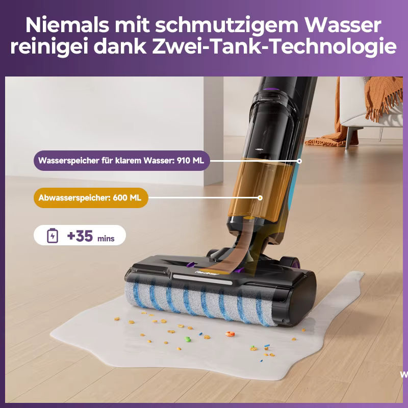 Redkey W15 Kabelloser Nass-Trocken-Staubsauger in Schwarz mit Selbstreinigungsfunktion und intelligenter Schmutzerkennung - Bild 4
