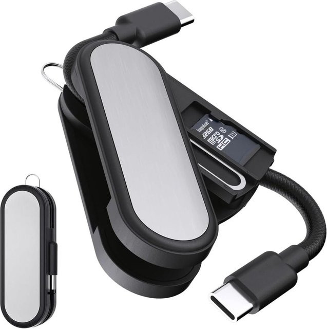BUDI 65W USB-C-auf-USB-C-Schnellladekabel mit Demontagewerkzeug und Kartenhalter in Schwarz - Bild 1