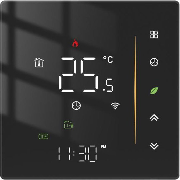 Tuya ZigBee Intelligenter Temperaturregler mit Digitalanzeige für elektrische Bodenheizungen und Wasserheizungen, Schwarz - Bild 1