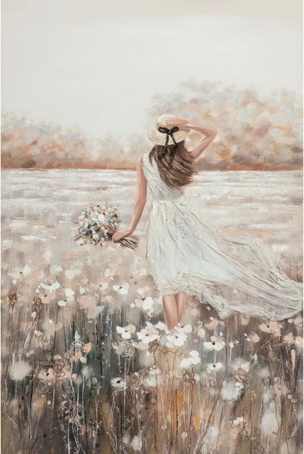 Art Universe Leinwandbild Spaziergang im Blumenmeer, modernes florales Motiv in Mehrfarbig, Breite: 80 cm, Höhe: 120 cm - Bild 1