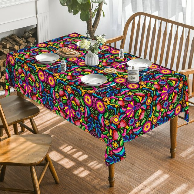 JMG Household Supplies Tischdecke Mexiko Dia De Muertos Fiesta Party Dekoration, Mehrfarbig, B/B: 140 x 140 cm - Bild 1