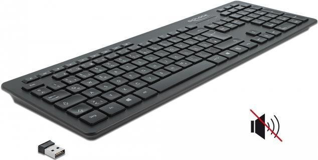 DeLOCK Silent Kabellose Tastatur 2,4 GHz QWERTZ Deutsch Schwarz mit USB-A Anschluss - Bild 1