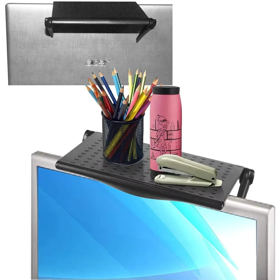 VIE LENTE Monitorständer und TV-Bildschirmständer in Schwarz, modernes Regal für Bürobedarf und Dekorationen, matt - Bild 2