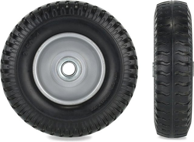 Relaxdays 2er Set Schubkarrenrad aus Vollgummi und Stahl in Schwarz und Grau, Durchmesser: 22 cm, Breite: 6 cm - Bild 1