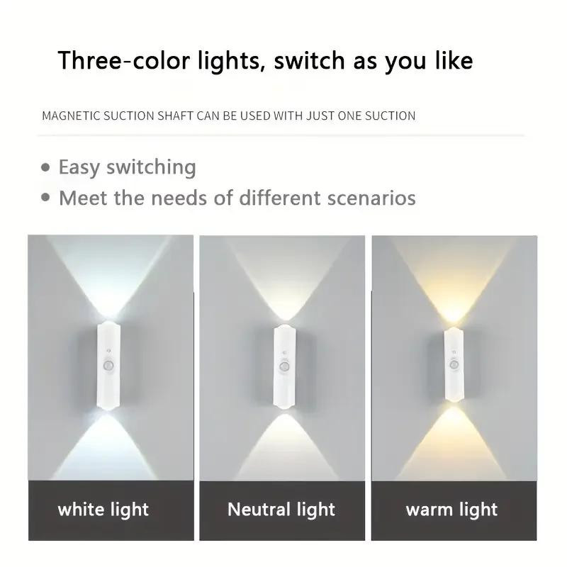 YJMP Super Lighting LED Smart Nachtlicht mit Bewegungssensor und Dimmfunktion, USB wiederaufladbar, Wandmontage, Farbe: Weiß/Multicolor - Bild 3