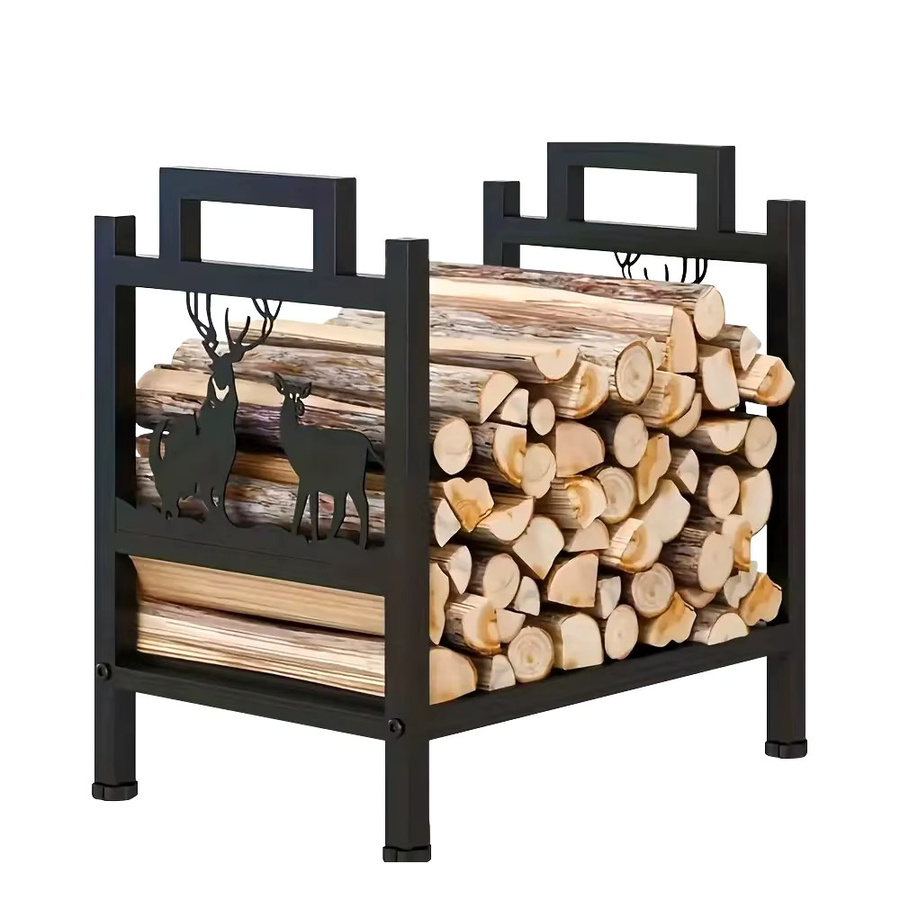 combiubiu Kamin Holzregal aus Metall in Schwarz Matt, B/T/H: 42 x 30 x 42 cm - Bild 5