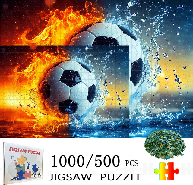 AZNM Fußball-, Flammen- und Wasserpapierpuzzle, Pappe / Karton, Bunt / Mehrfarbig - Bild 1