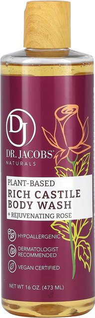 Dr. Jacobs Naturals Vegetable Rich Castile Body Wash, Rejuvenating Rose, 473 ml - Bild 1