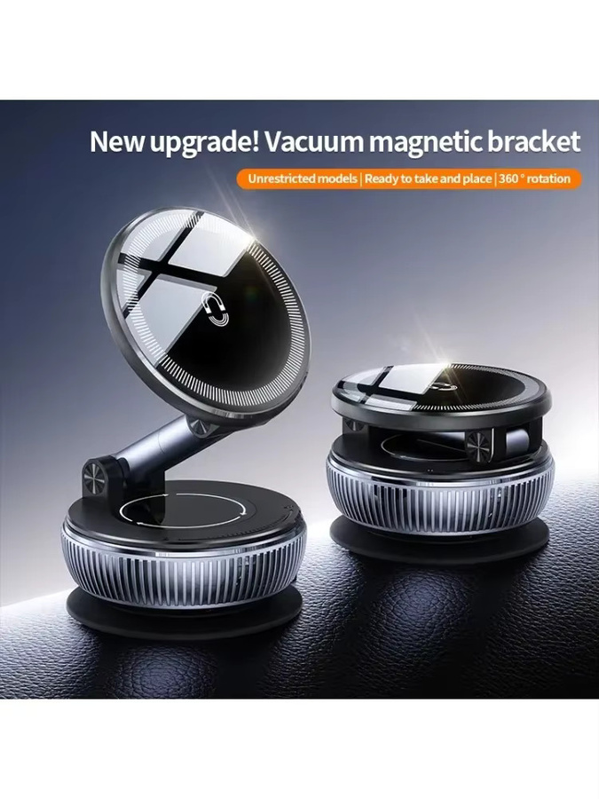 VIKEFON Magnetischer Auto-Vakuumsauger und Handyhalter mit verstellbarem Drehschloss für MagSafe iPhone 12–17, Schwarz - Bild 7