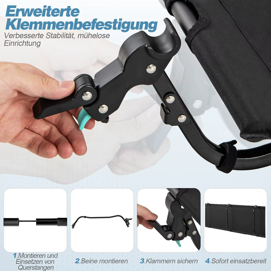 GOFLAME Ultraleichtes Campingfeldbett mit Seitentaschen aus pulverbeschichtetem Aluminium in Grün oder Schwarz - Bild 6
