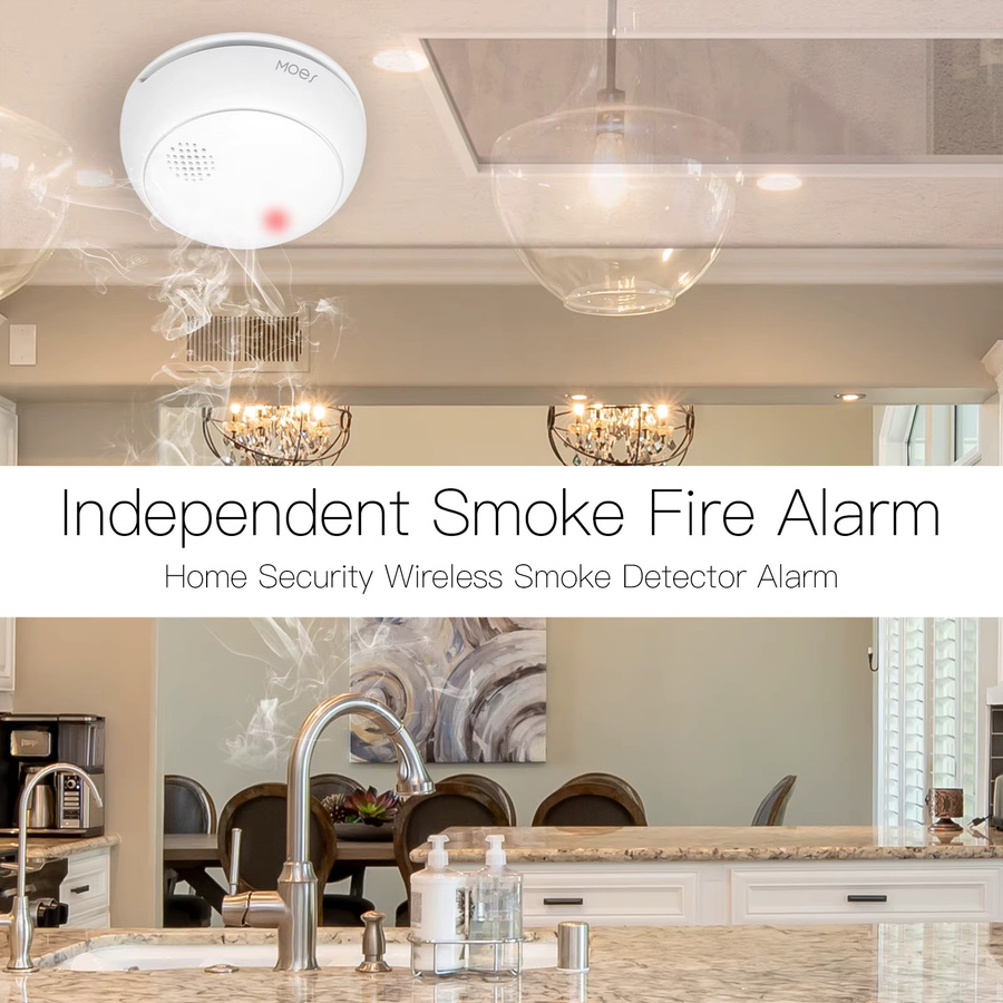 MOES ZigBee Rauchmelder in Weiß, kabelloser smarter Feuermelder mit 85 dB Alarm und App-Anbindung für deinen Sicherheitsschutz zu Hause - Bild 2