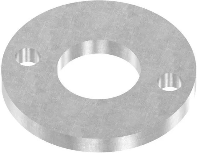 FeNau Ankerplatte aus Stahl in Silber mit Durchmesser 100 mm und 10 mm Stärke, 2 Bohrungen Ø 13 mm und Mittelloch Ø 43 mm - Bild 1