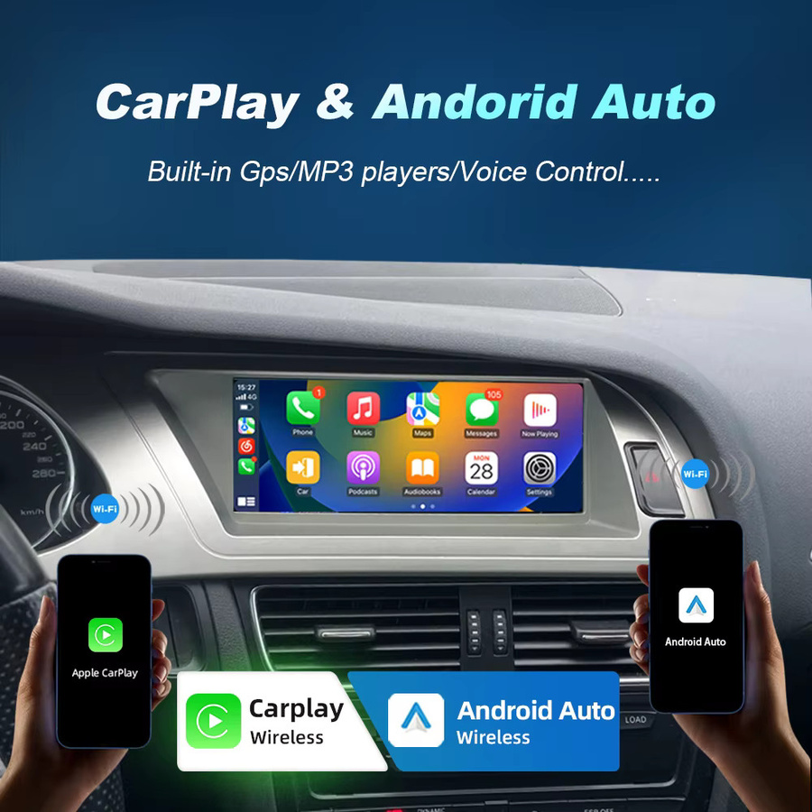 NUNOO Android 14 Multimedia-Touchscreen-Radio mit Wireless CarPlay und Android Auto für Audi A4 B8 in Schwarz - Bild 4