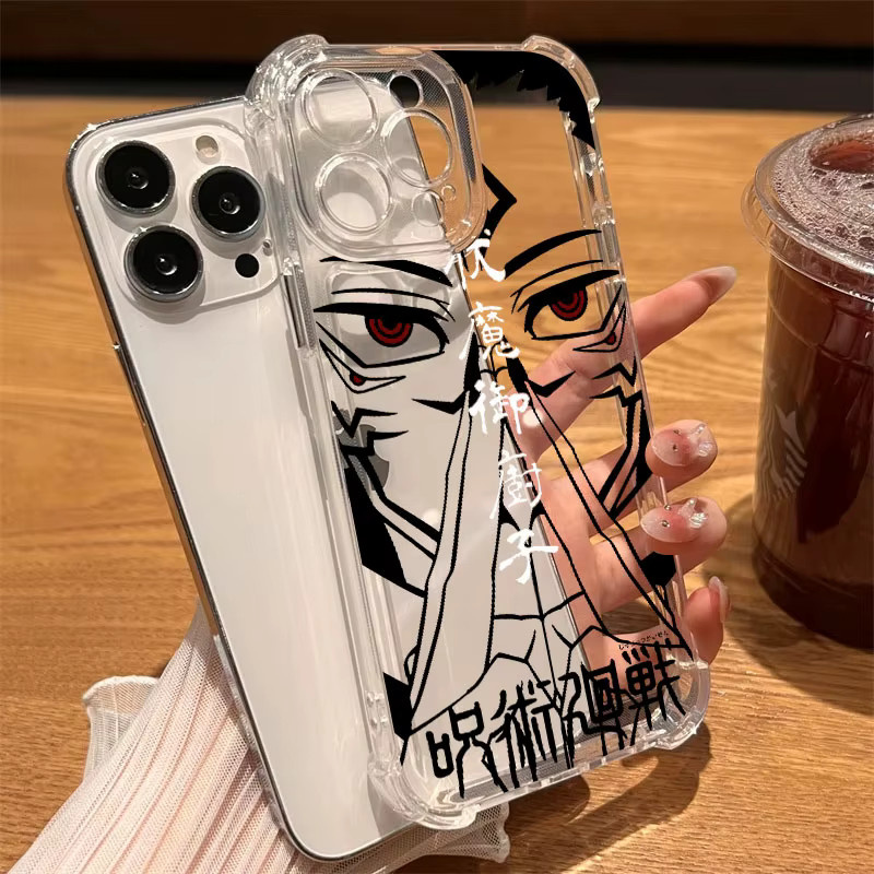Stoßfeste und transparente Handyhülle im Jujutsu Kaisen Satoru Gojo Design für iPhone 11 bis iPhone 17 Pro Max und weitere Modelle - Bild 3