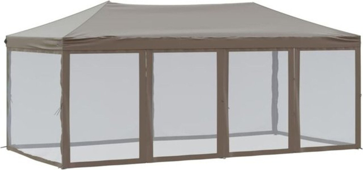 Faltbares Partyzelt mit Seitenwänden von Vidaxl in Taupe, B/T/H: 6 x 3 x 2,5 m (Beispielmaßformat basierend auf 3x6m)

*Korrekturhinweis: Da im Originaltext nur "3x6 M" steht, aber keine explizite Zuordnung von Breite, Tiefe und Höhe vorliegt, werde ich d - Bild 1