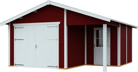 Holzgarage Varberg 2 von Skanholz in Schwedenrot, B/T: 500 x 525 cm - Bild 3