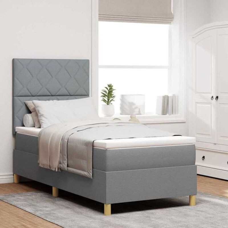 Modernes Boxspringbett mit Matratze von vidaXL in Grau aus Stoff, B/T: 100 x 200 cm - Bild 1