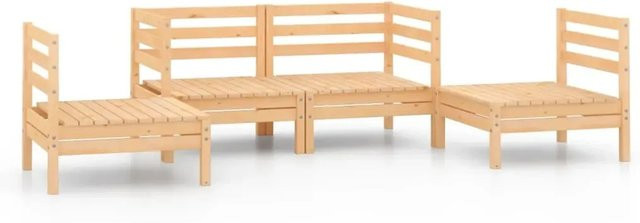 vidaXL 4-tlg Garten-Lounge-Set aus Kiefer-Massivholz in Braun - Bild 1